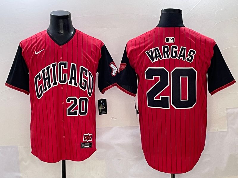 Men 2025 Chicago White Sox 20 Vargas Red Stripe Joint Name Nike MLB Jersey style 10